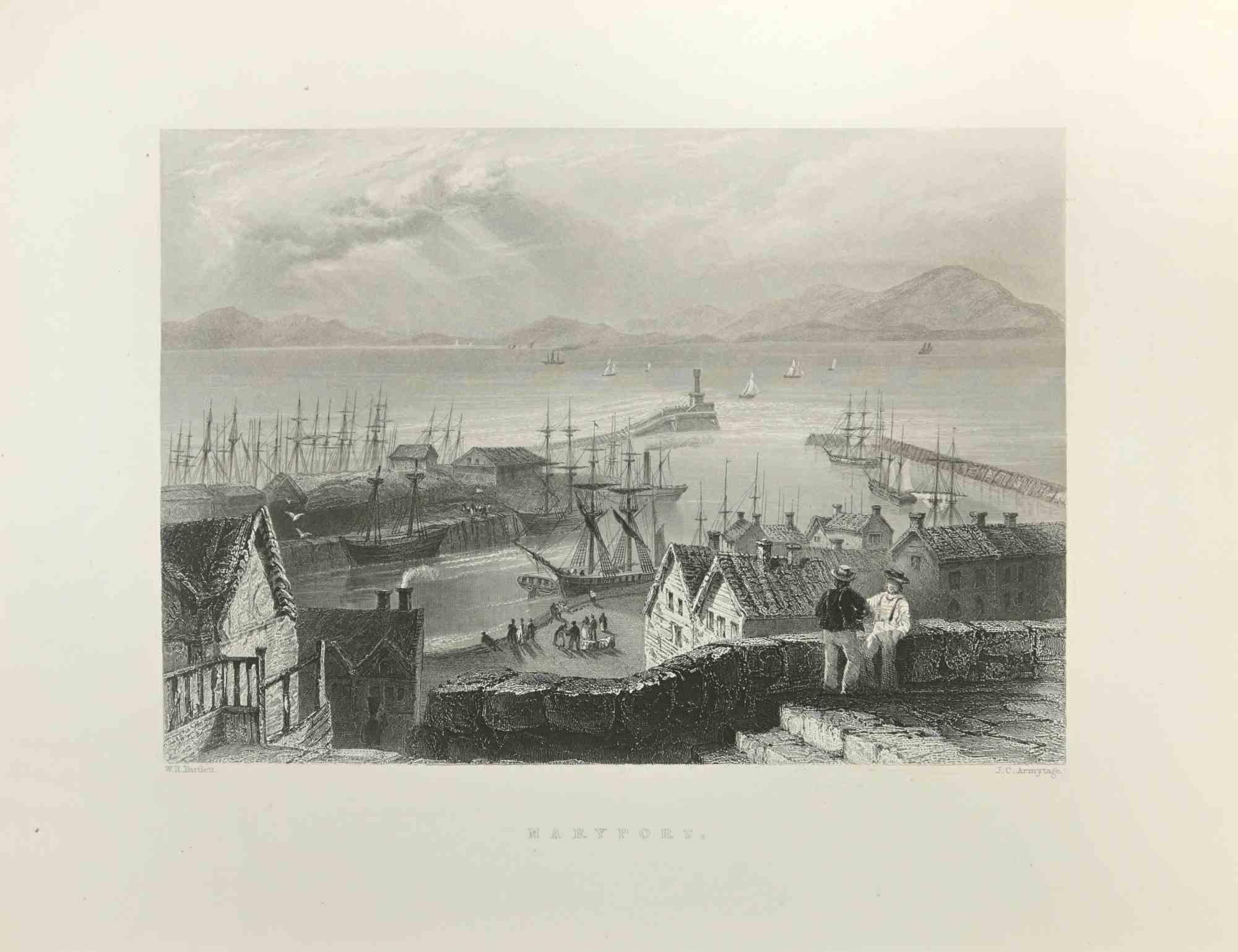 Maryport is an etching realized in 1845 by J.C.Armytage.

Signed in plate.

The artwork is realized in a well-balanced composition.