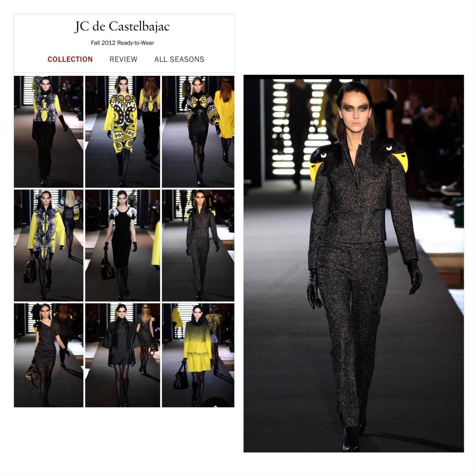 JC de Castelbajac tweed jacket with extravagant voluminous epaulettes in the shape of bird heads. A piece from the Fall 2012 