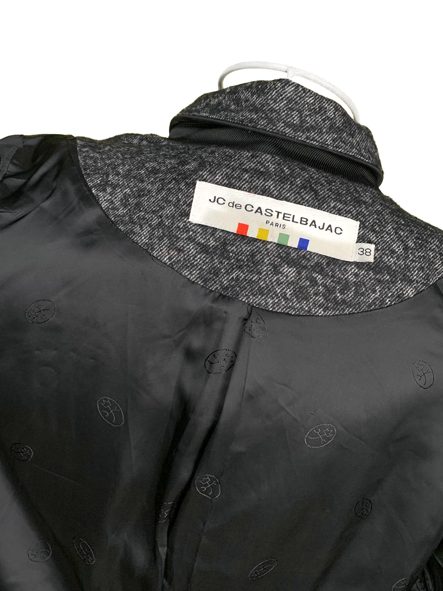 JC de Castelbajac 2012 Runway Bird Head Epaulettes Charcoal Tweed Blazer 2