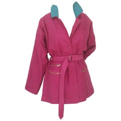 Vintage J.C de Castelbajac fucsia light blue coat