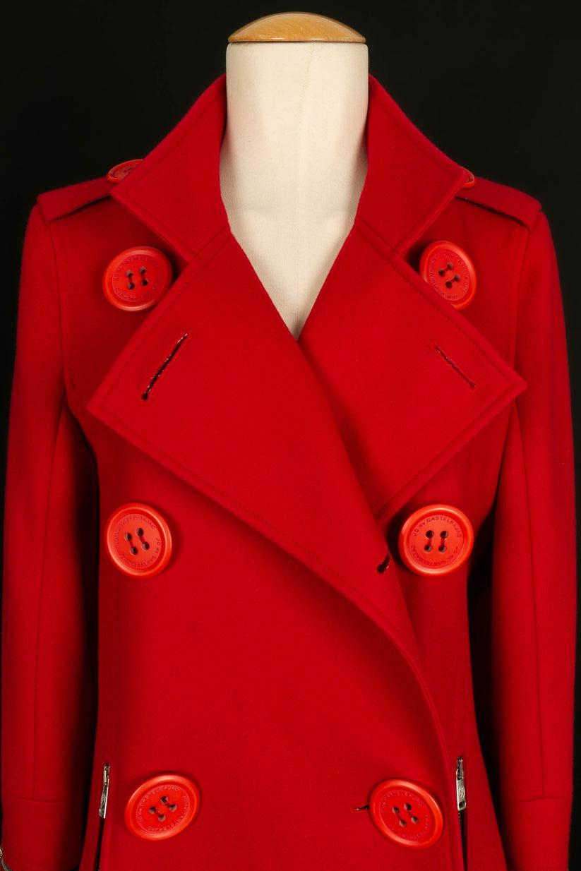 Manteau rouge en laine vierge JC de Castelbajac en vente 1