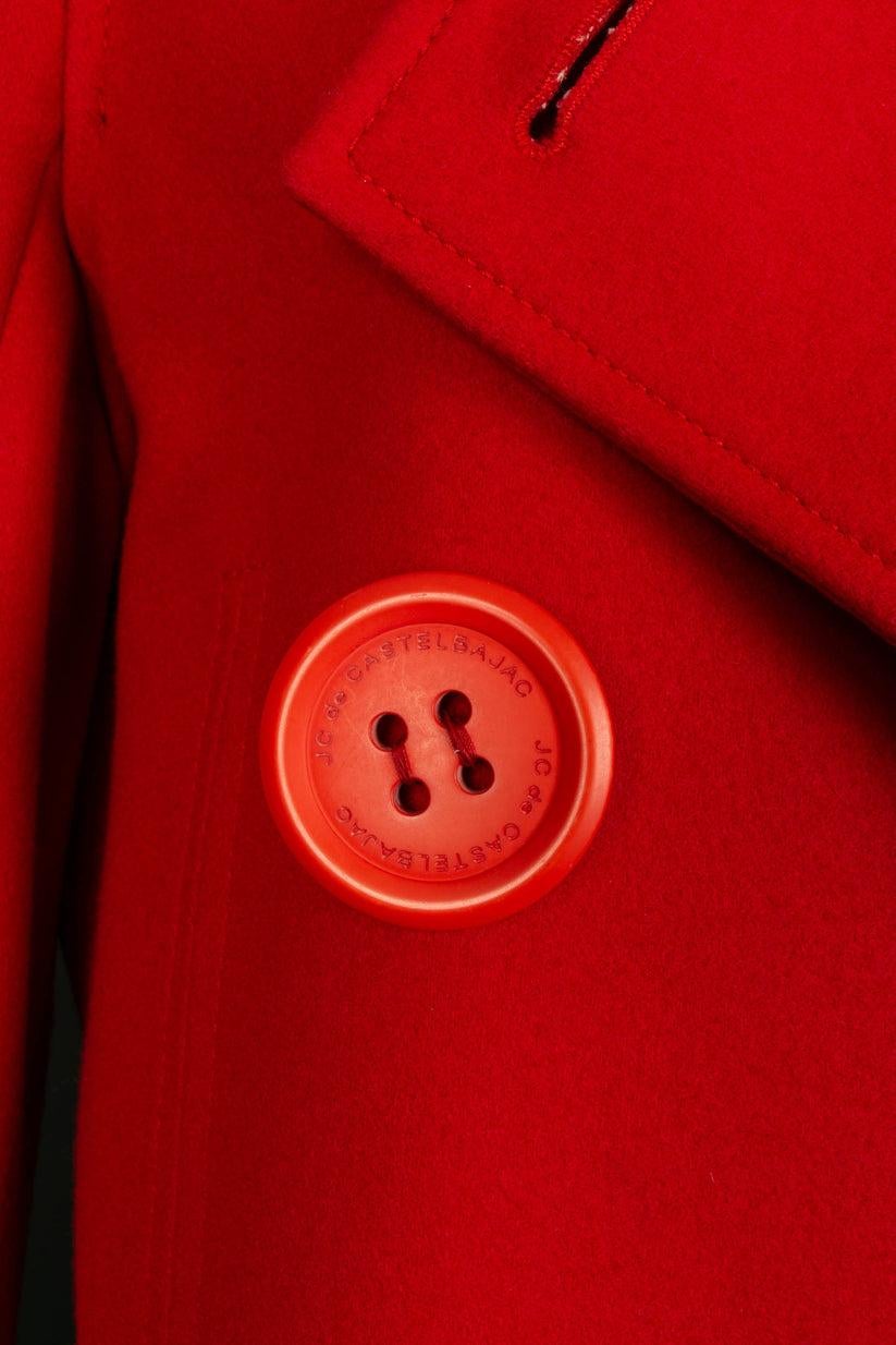 JC de Castelbajac Red Coat in Virgin Wool For Sale 2