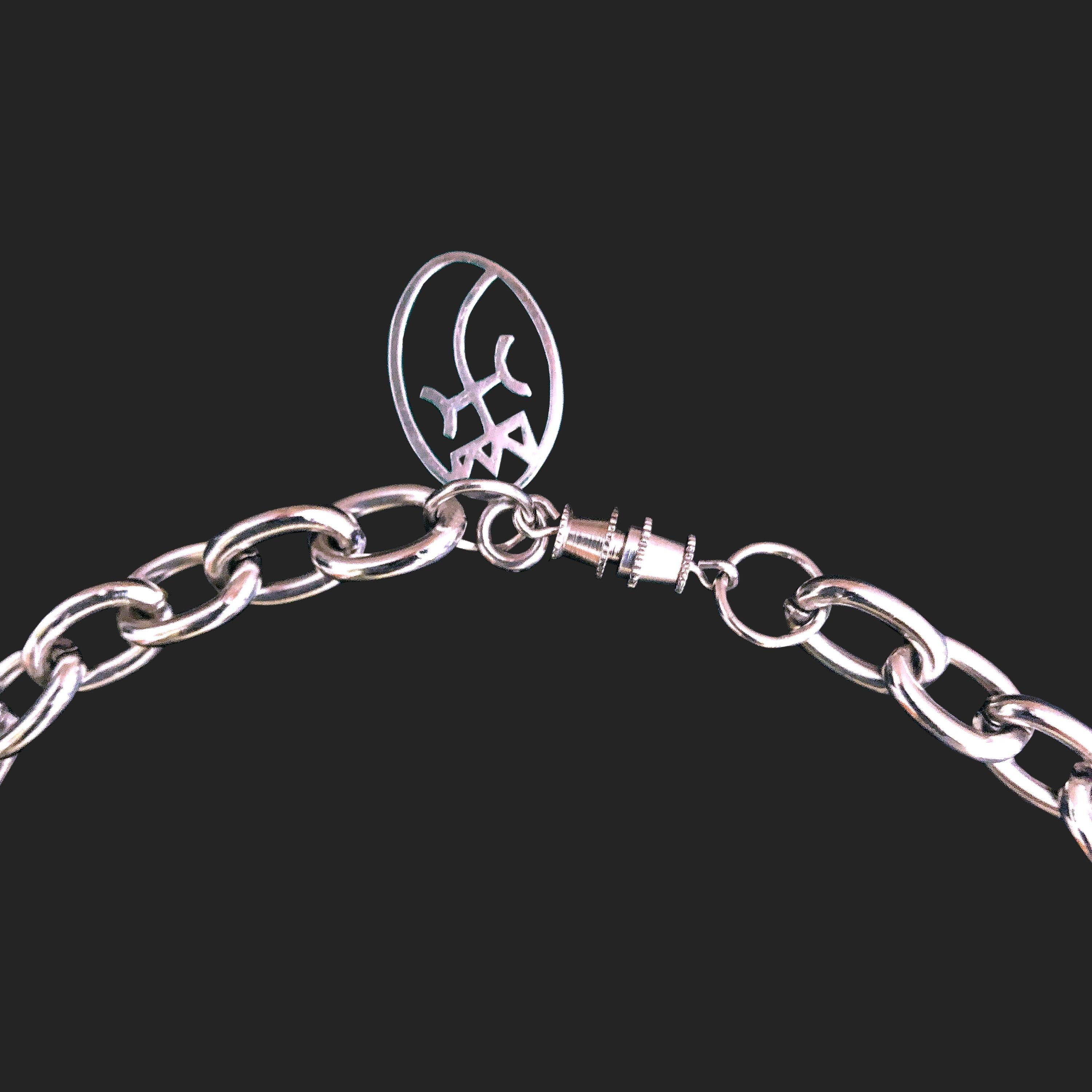 JC DE CASTELBAJAC Halskette - 1990er Jahre Vintage - Silberne klobige Kette 'Fang' Detail im Zustand „Gut“ im Angebot in KENT, GB