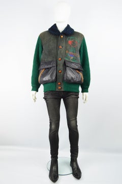 JC de Castelbajac x Iceberg Mens Vintage Sheepskin, Wool & Leather Coat, 1990s