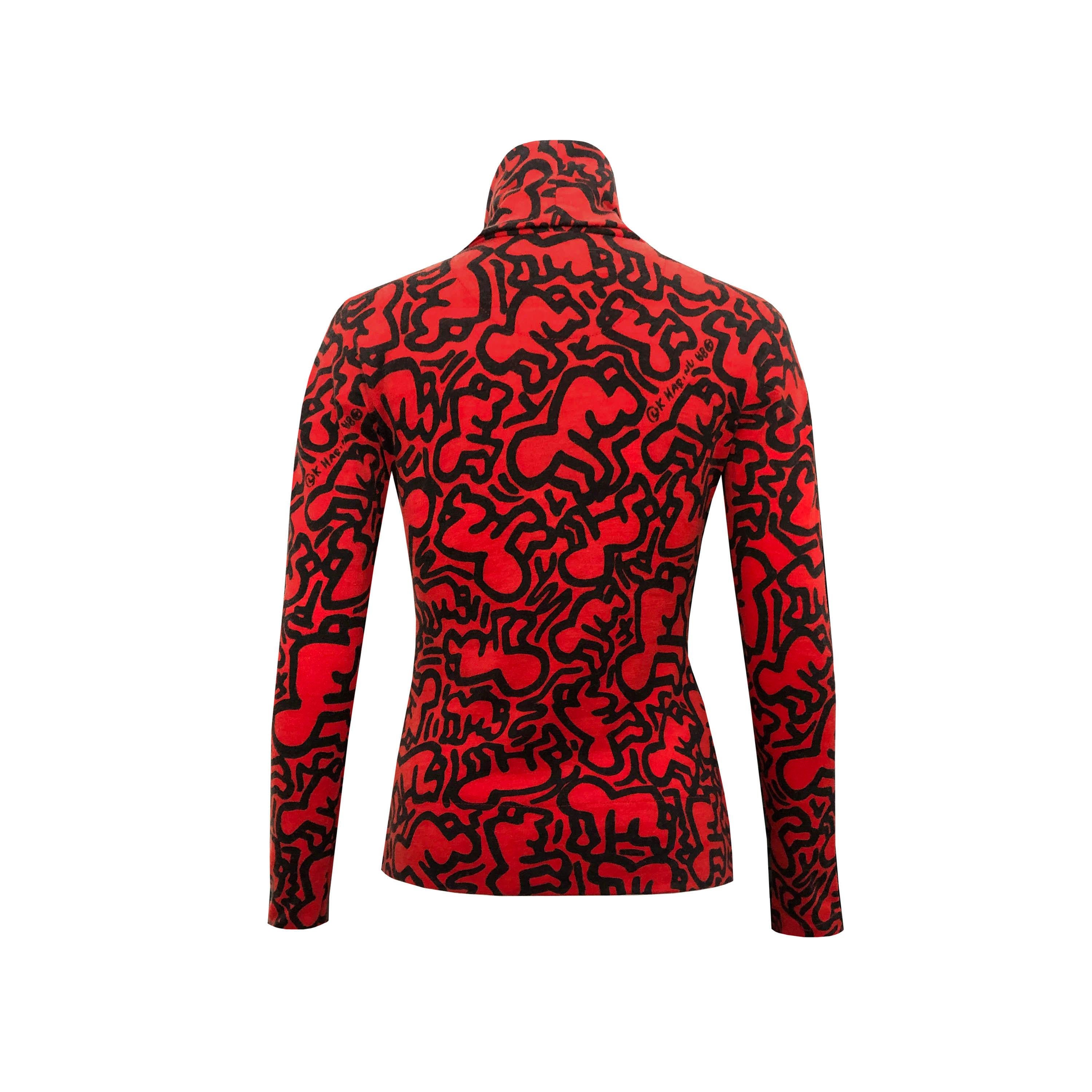 JC de Castelbajac x Keith Haring - 1990s Vintage Jumper - Stretch Knit In Excellent Condition In KENT, GB