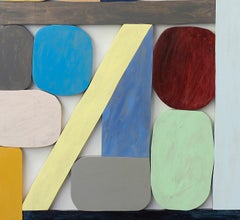 "These Things" painted wood wall relief sculpture