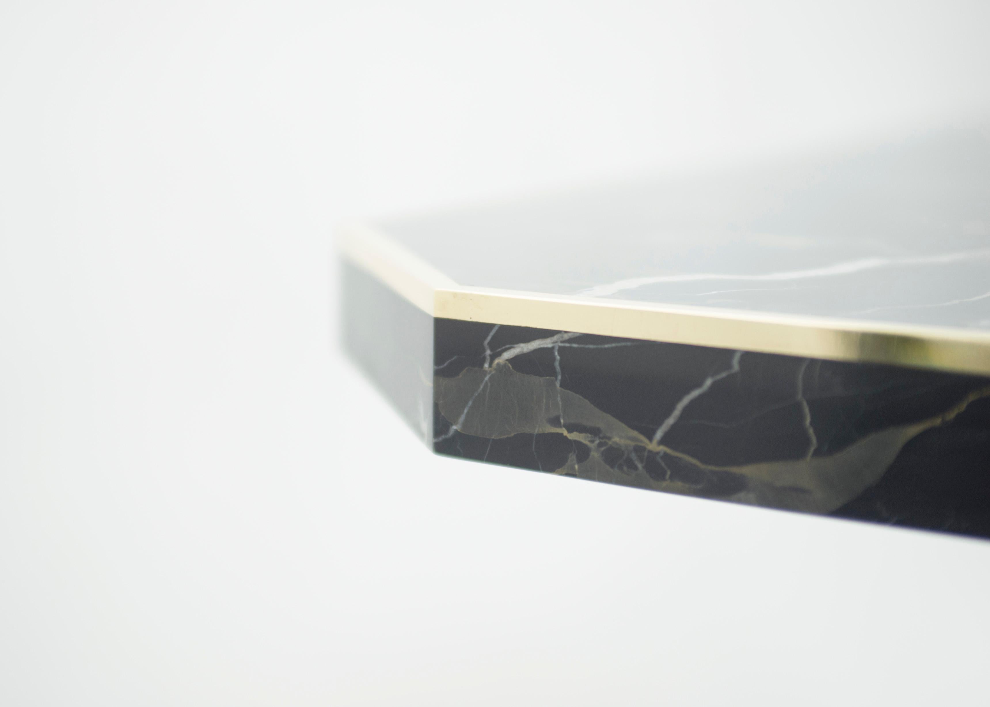 J.C. Mahey for Paco Rabanne Black Portoro Marble Dining Table Brass, 1979 For Sale 5