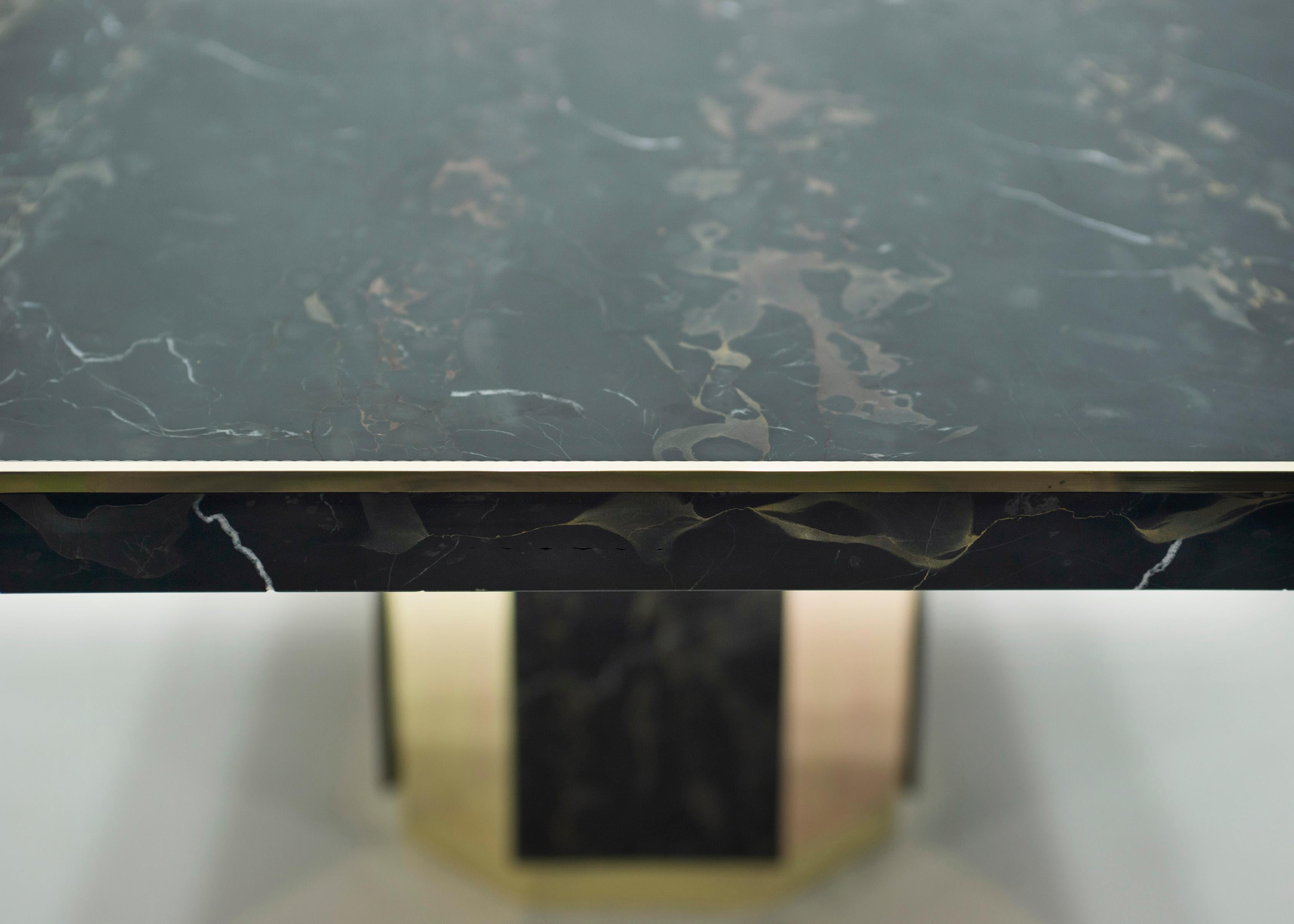 J.C. Mahey for Paco Rabanne Black Portoro Marble Dining Table Brass, 1979 For Sale 7