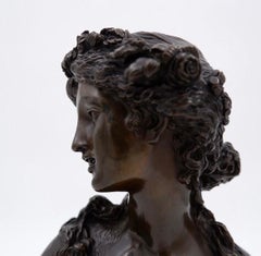 J.C. Marin Bronce "Jeune Femme Couronnée De Fleurs " Siglo XIX