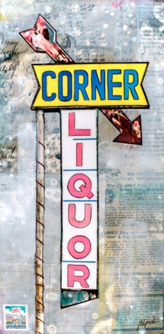 "Corner Liquor, " Mixed Media Painting