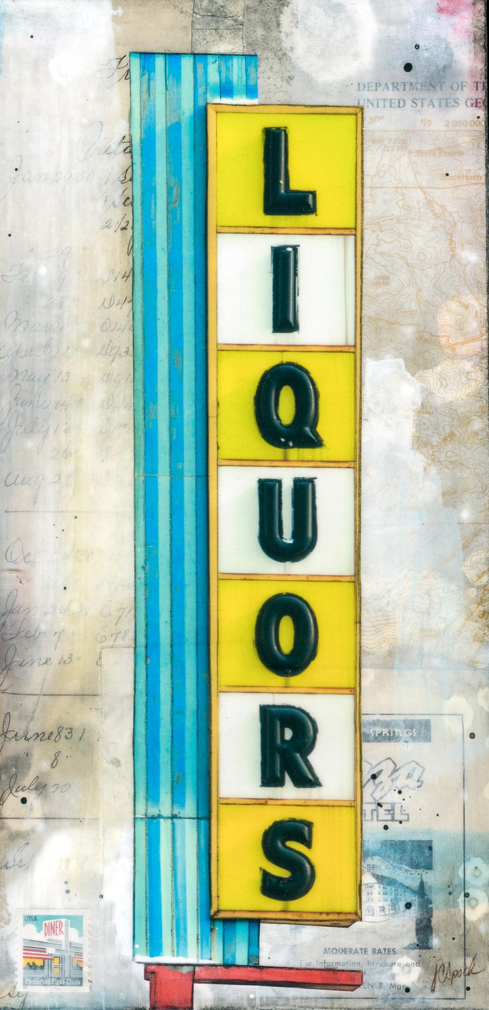 "Liquors, " Mixed Media Painting - Mixed Media Art by JC Spock