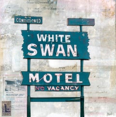 "White Swan Motel, " Mixed Media Painting
