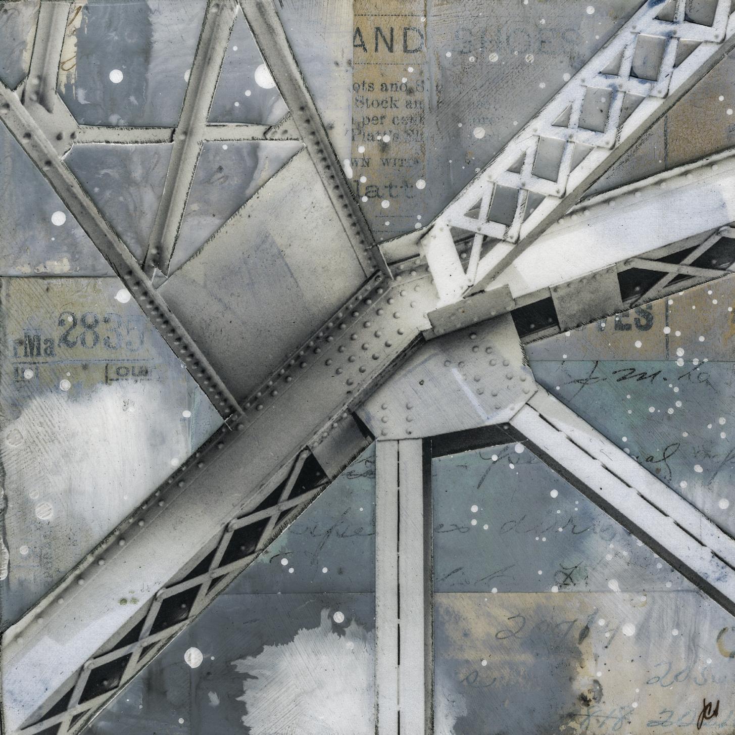 JC Spock Abstract Painting - "Bridge II, " Mixed Media Painting
