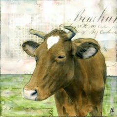 "Brown Cow" Mixed Media Painting