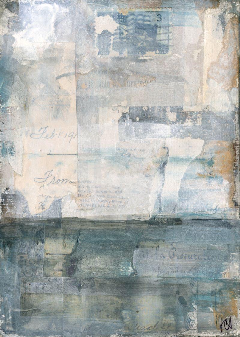 JC Spock Landscape Painting - "Distressed II, " Mixed Media Painting