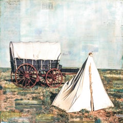 "Pioneer Camp" Mixed Media Painting
