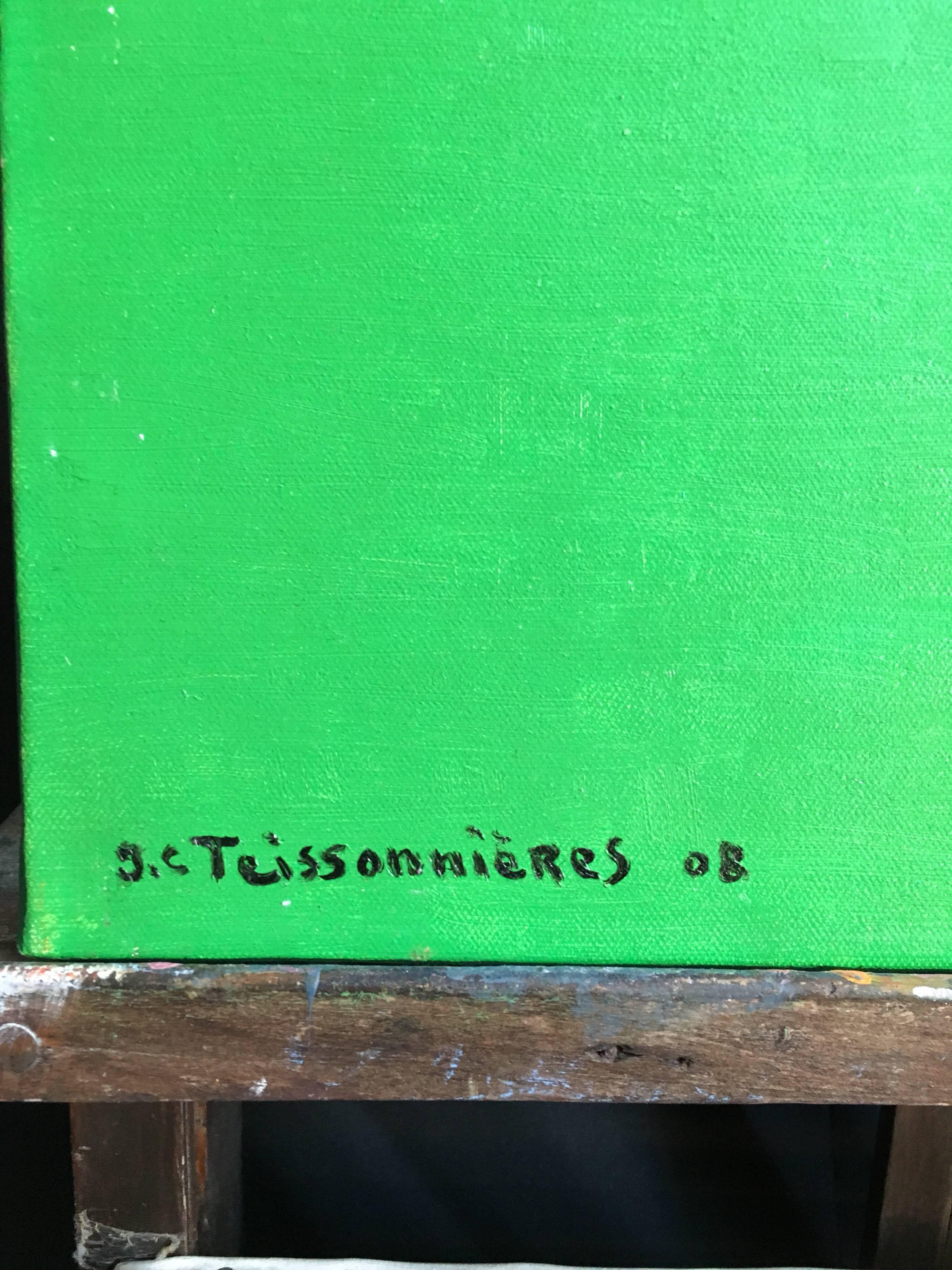 J C Teissonnieres Large French Cubist Bright Green Colour J C Teissonnieres Large French Cubist Bright Green Colour Signed Painting For At 1stdibs