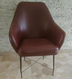 Fauteuil J.Cecyl Witty en laiton et peau de fer, Italie, 1950
