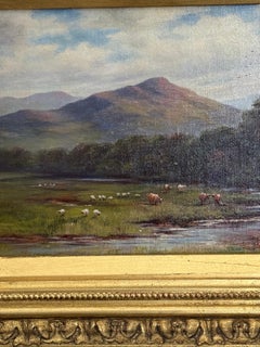 19th century British Sheep and Cows in Landscape of Upper Airedale, Yorkshire UK