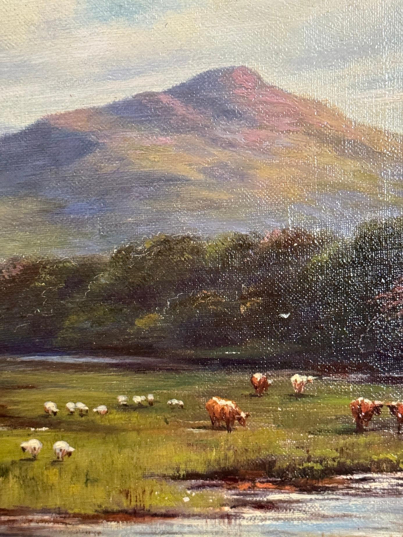 J. Charnock
“Upper Airedale, Yorkshire”
Oil on board, signed lower right
English, circa 1890
Presented in a richly carved and gilded period frame

This idyllic pastoral scene by the accomplished 19th-century painter J. Charnock captures the tranquil