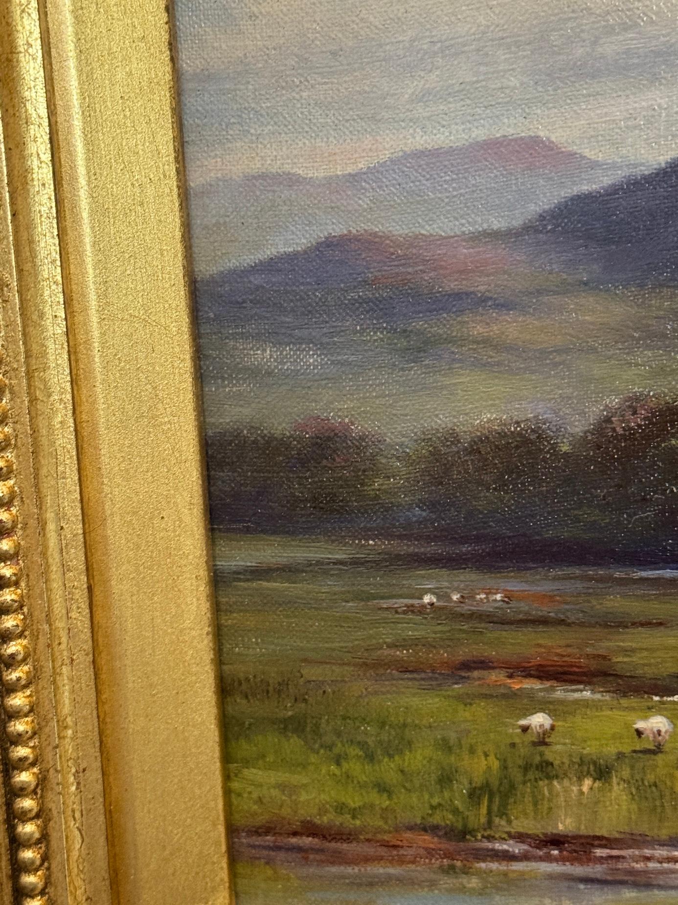 19th century British Sheep and Cows in Landscape of Upper Airedale, Yorkshire UK For Sale 2