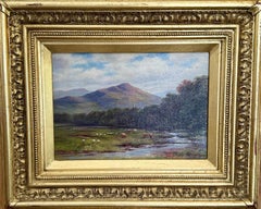 19th century British Sheep and Cows in Landscape of Upper Airedale, Yorkshire UK