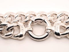 Pulsera de cadena de eslabones de plata de ley 925 de JCM Jacmel, Mauricio. Fabricada en Italia. 10 mm. Talla 7,5.