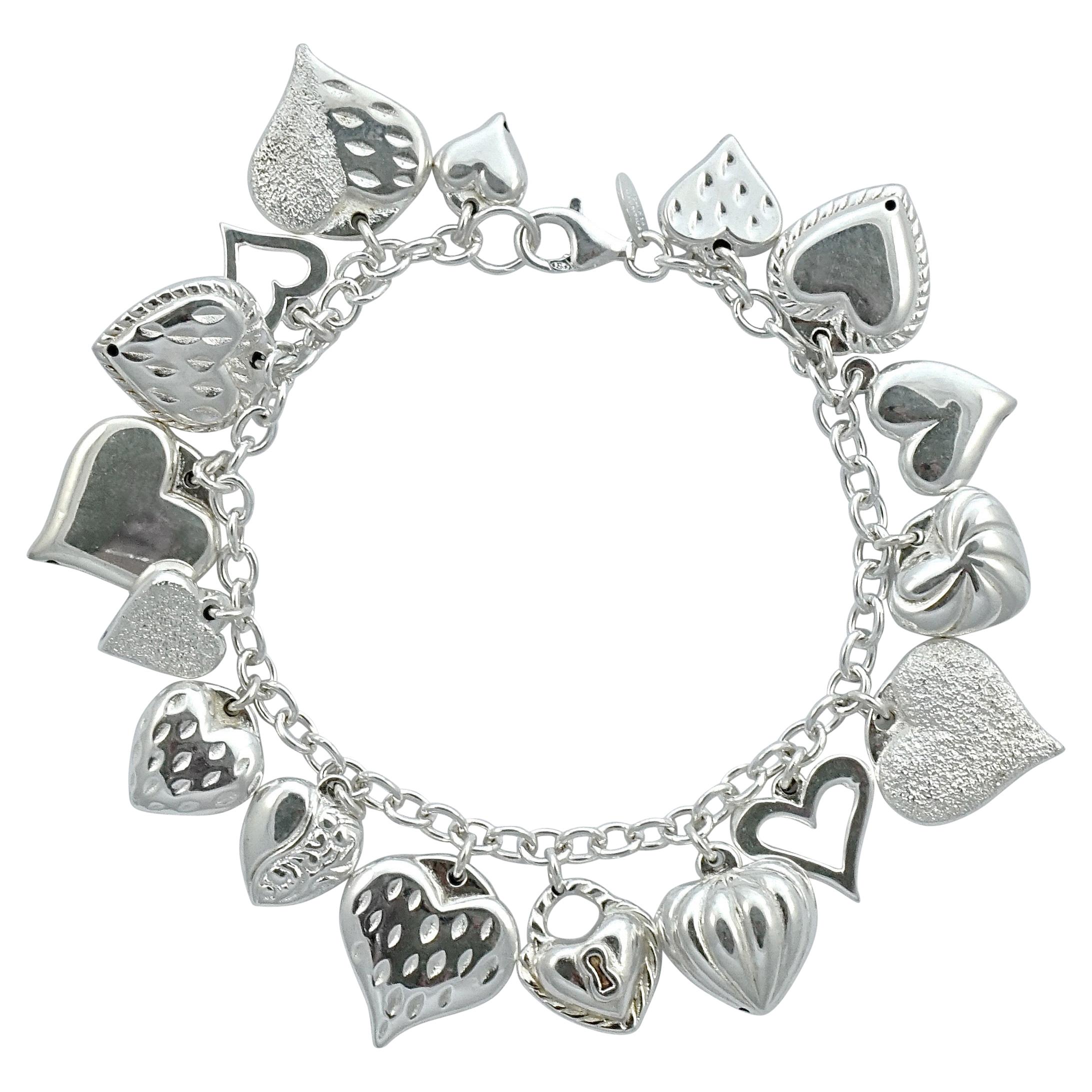 Antique Sterling Silver Heart Charm Bracelet at 1stDibs silver heart