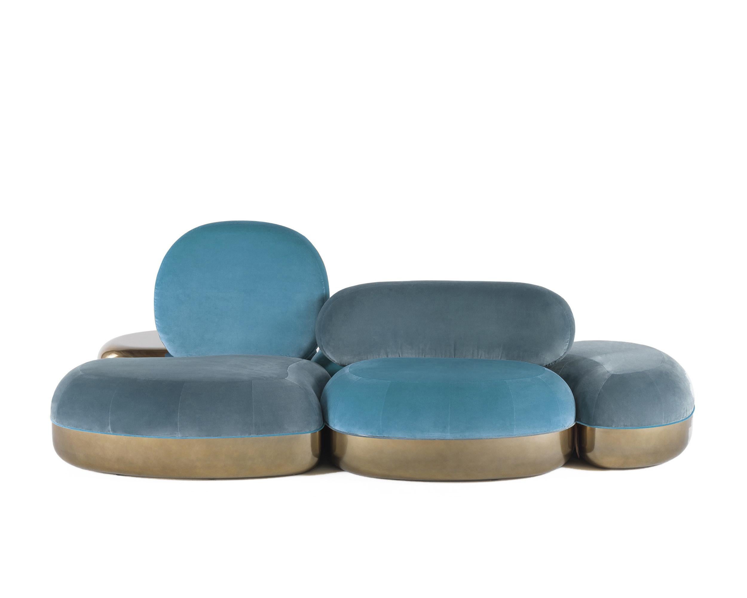 For Sale: Blue 21st Century Belmer Sofa in Velvet by Matteo Cibic