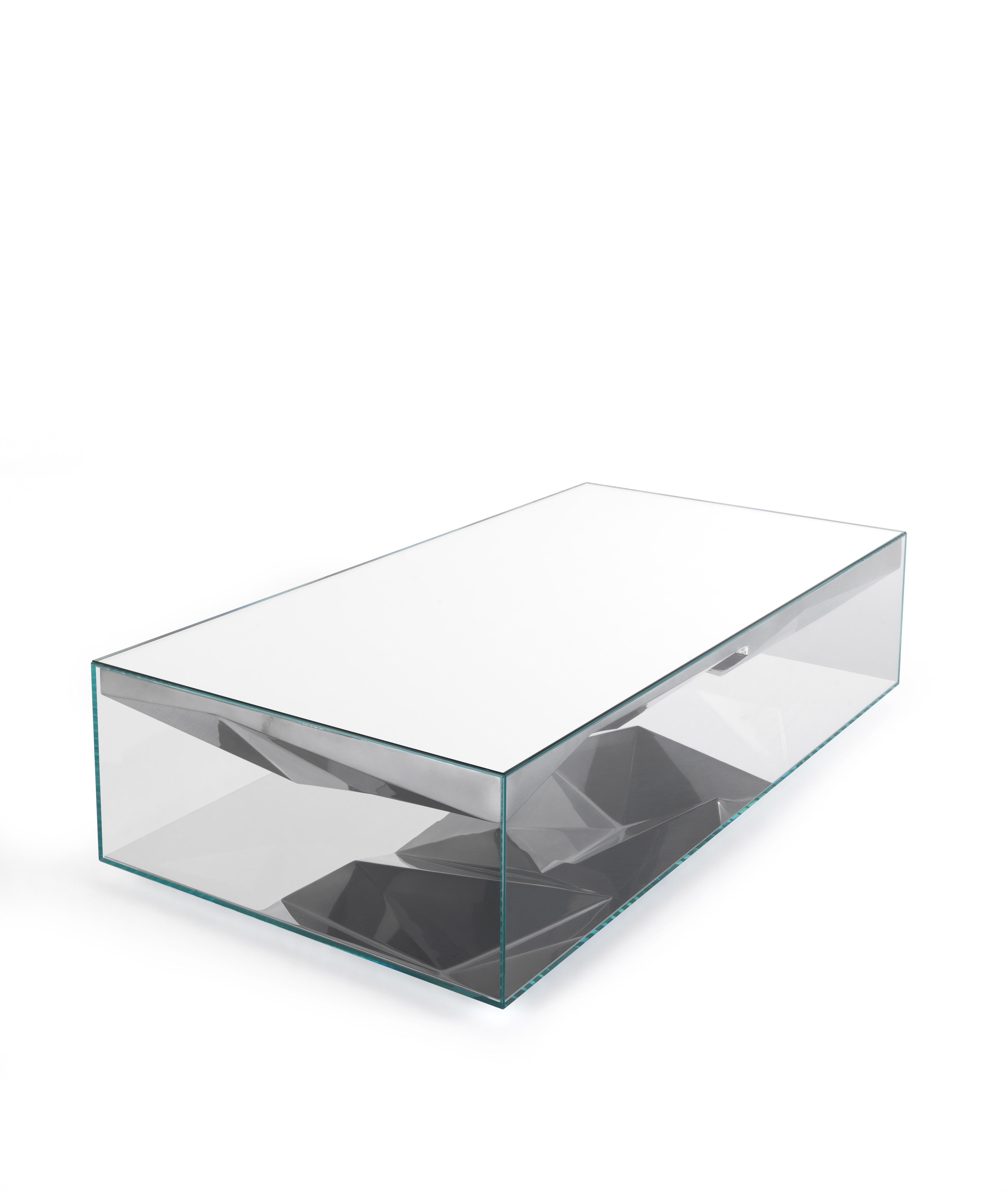Italian 21st Century Dolmlod ‘Rectangular’ Central Table in Glass and Mirror by CTRLZAK For Sale