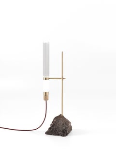 21st Century Kryptal Table Lamp in Brass and Natural Lava Stone by CTRLZAK
