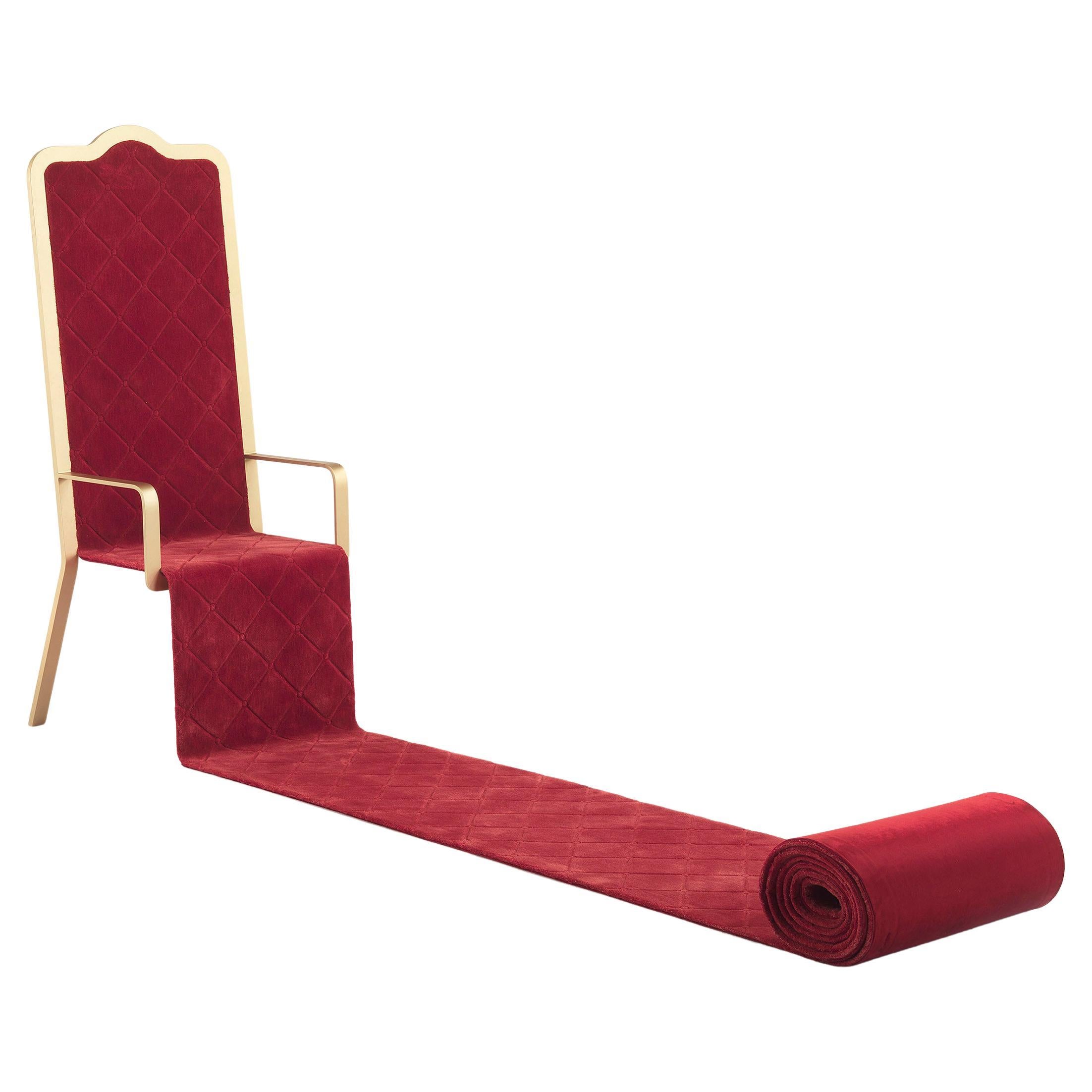Throne Osforth du 21e siècle en velours rouge d'Emanuele Magini - Édition limitée