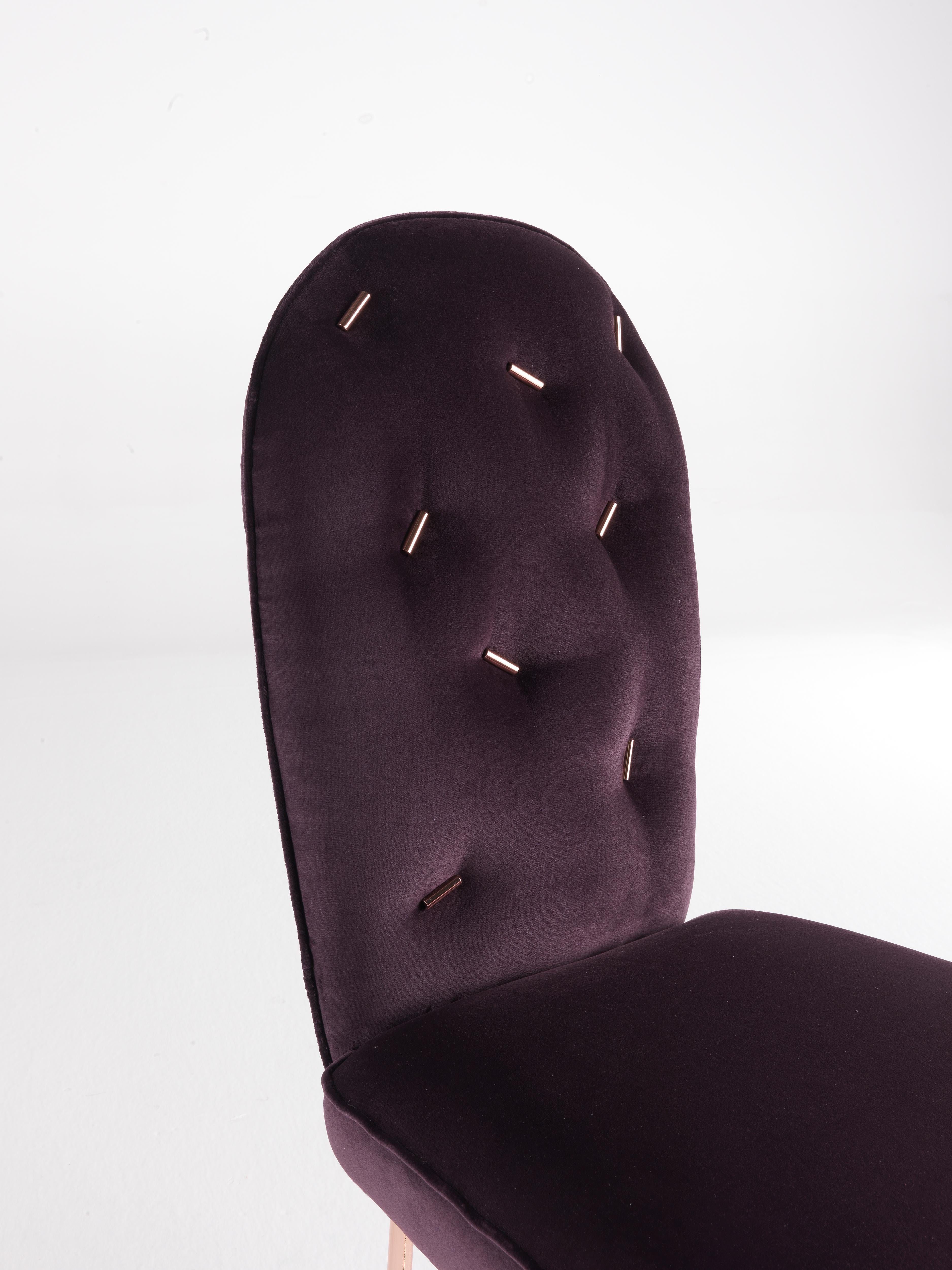 Modern 21st Century Ttemic Chair in Velvet with Metal Applications by Matteo Cibic For Sale
