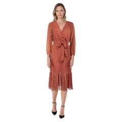 J.Crew Brick Red Floral Print Midi Belted Dress Size M