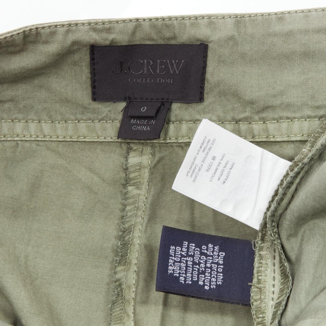 J.CREW COLLECTION 100% washed green cotton pleat front wide safari pants US0 XS For Sale 3