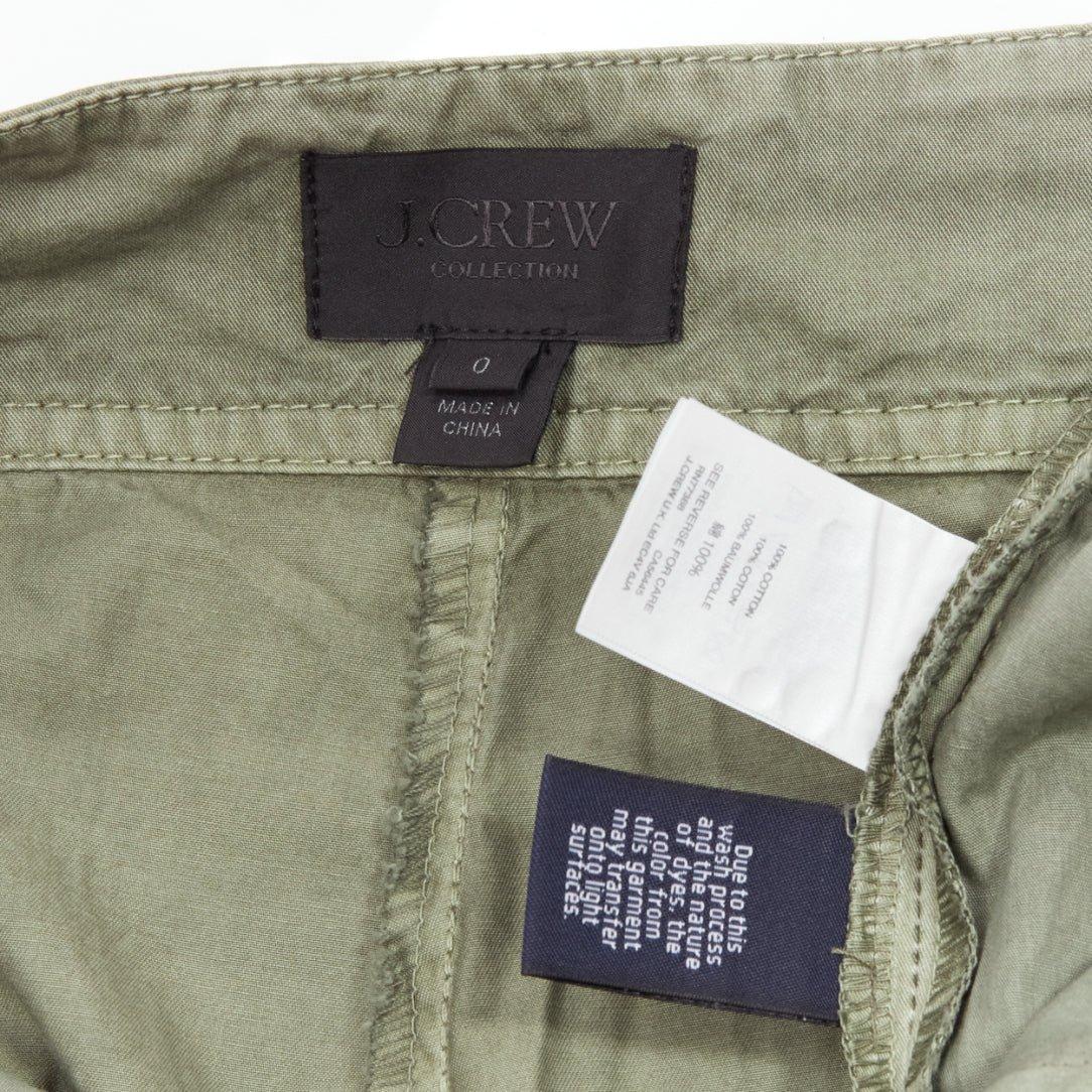 J.CREW COLLECTION 100% washed green cotton pleat front wide safari pants US0 XS For Sale 4