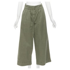 J.CREW COLLECTION 100% coton vert lavé pantalon safari large à plis sur le devant US0 XS