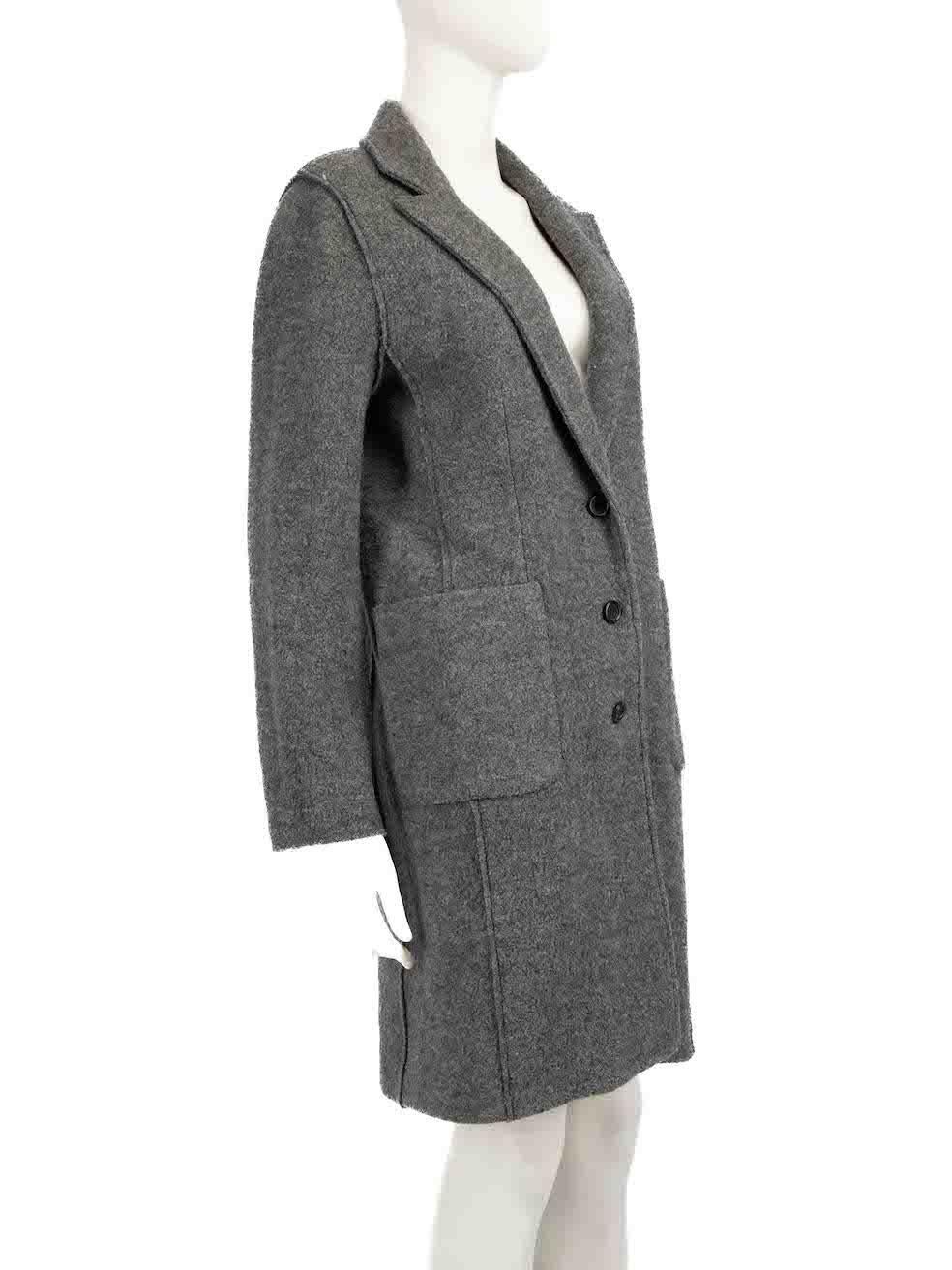 CONDITION is Very good. Hardly any visible wear to coat is evident on this used J.Crew designer resale item.
 
 
 
 Details
 
 
 Grey
 
 Wool
 
 Coat
 
 Single breasted
 
 Button up fastening
 
 2x Front pockets
 
 
 
 
 
 Made in China
 
 
 
