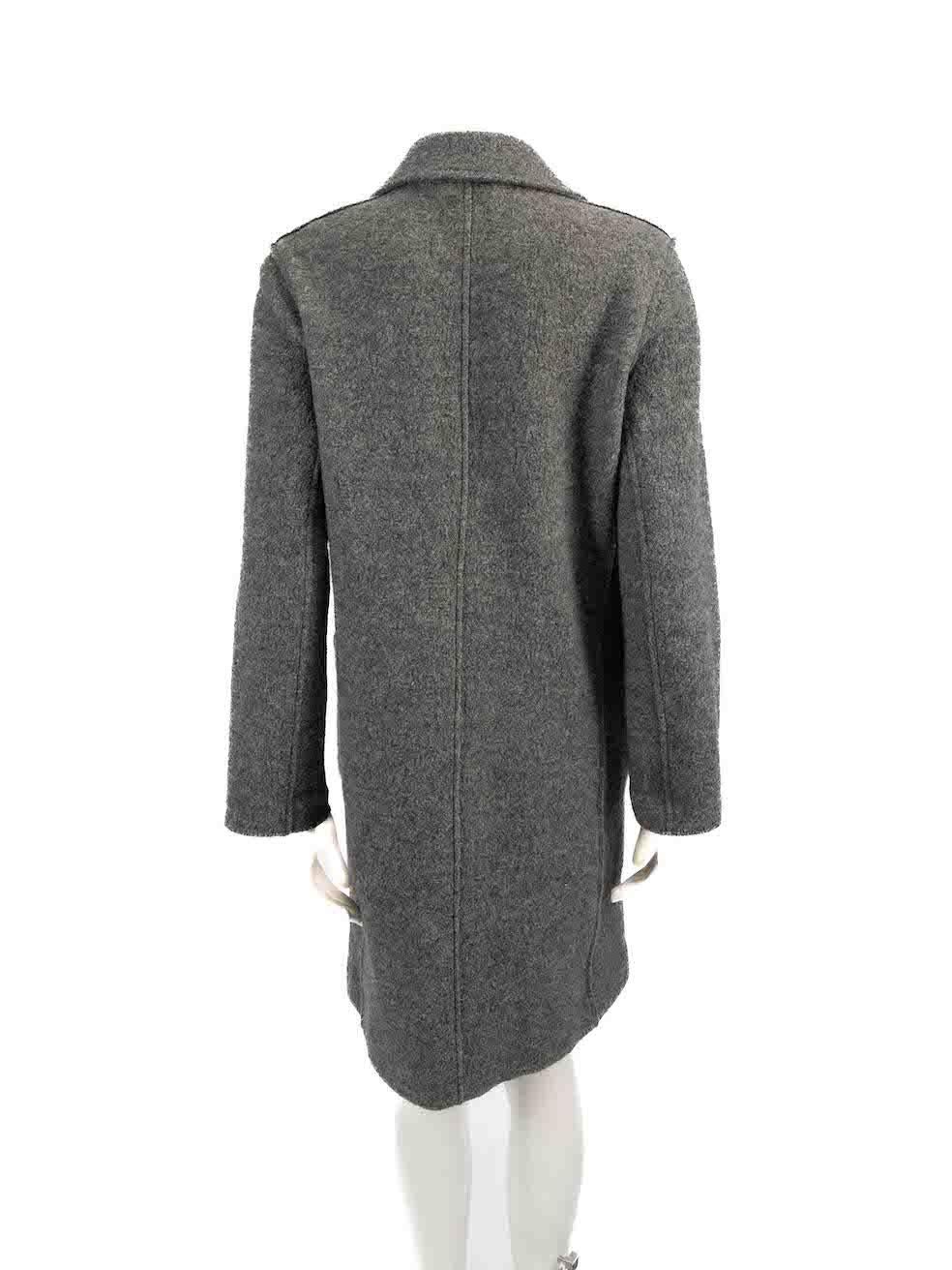 J.Crew Grey Wool Single Breasted Buttoned Coat Size L In Good Condition For Sale In London, GB