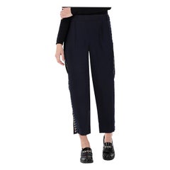 J.Crew Navy Embroidered Panel Straight Trousers Size M