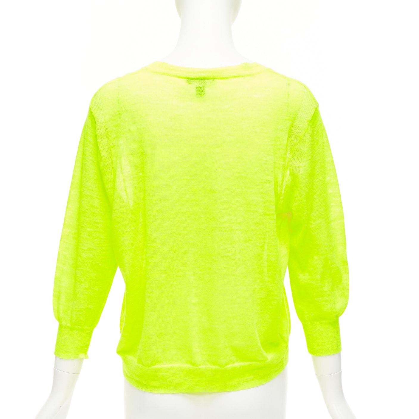J.CREW neon yellow V neck 3/4 sleeves sweater pullover S For Sale 1