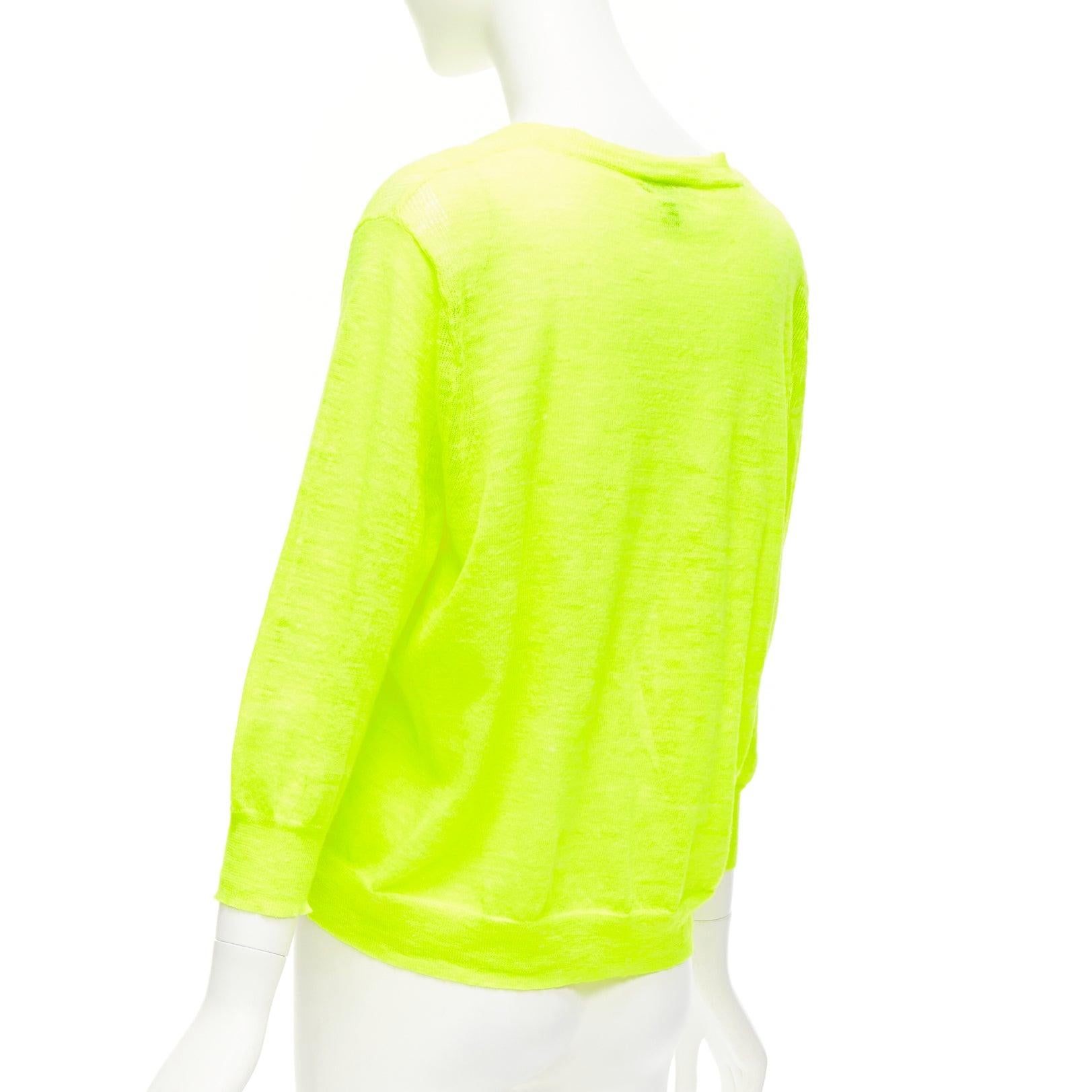 J.CREW neon yellow V neck 3/4 sleeves sweater pullover S For Sale 2