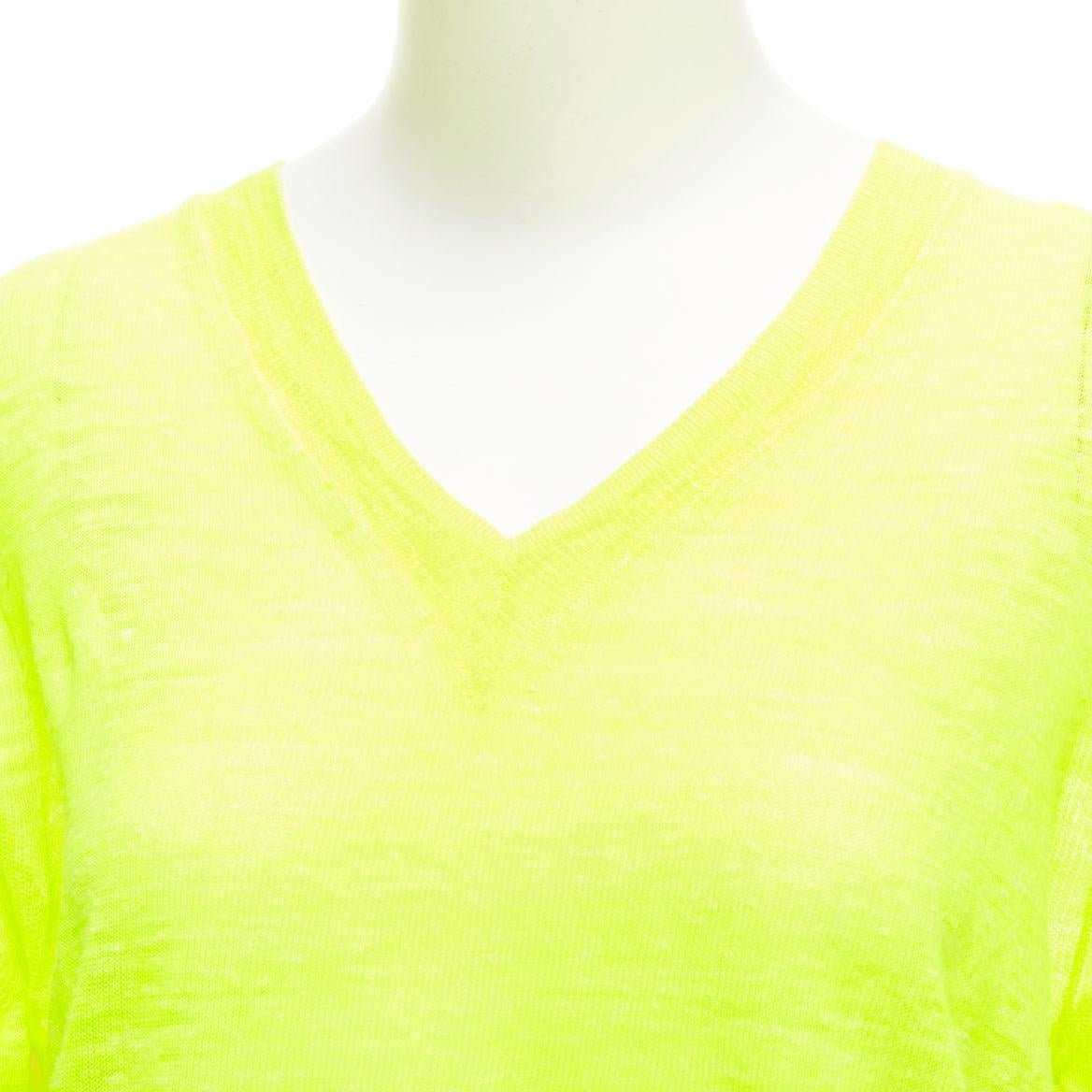 J.CREW neon yellow V neck 3/4 sleeves sweater pullover S For Sale 2