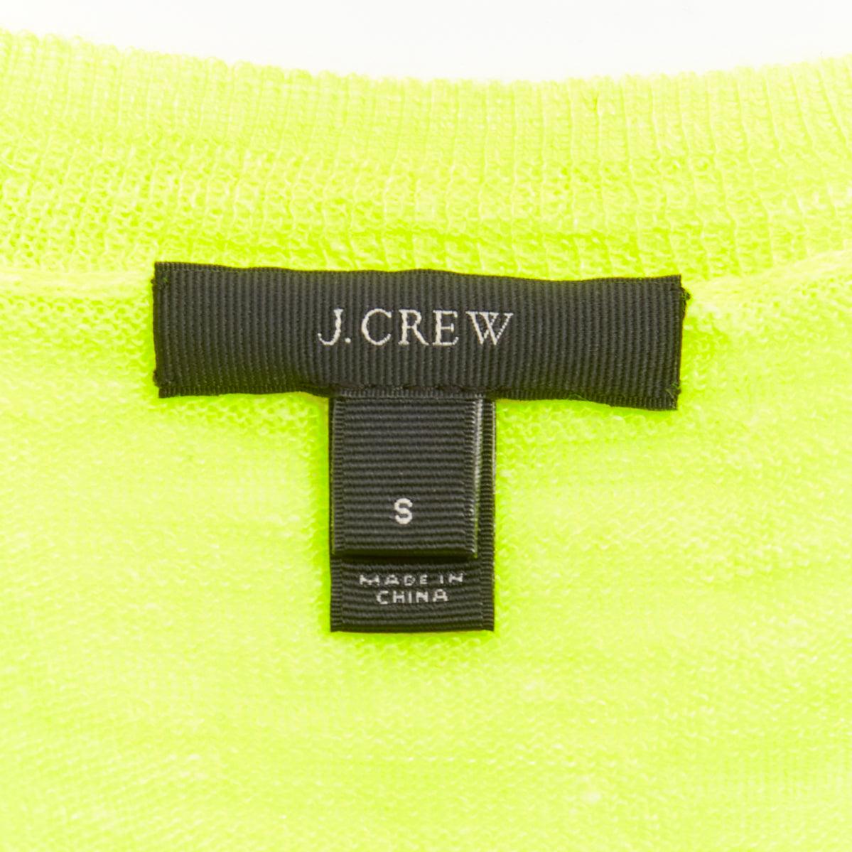 J.CREW neon yellow V neck 3/4 sleeves sweater pullover S For Sale 4
