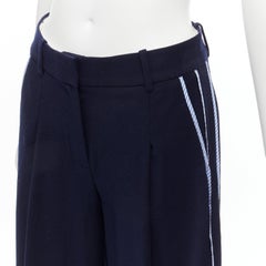 J.CREW Net-a-porter wool blend side stripe trim pleat front wide trousers US0 XS