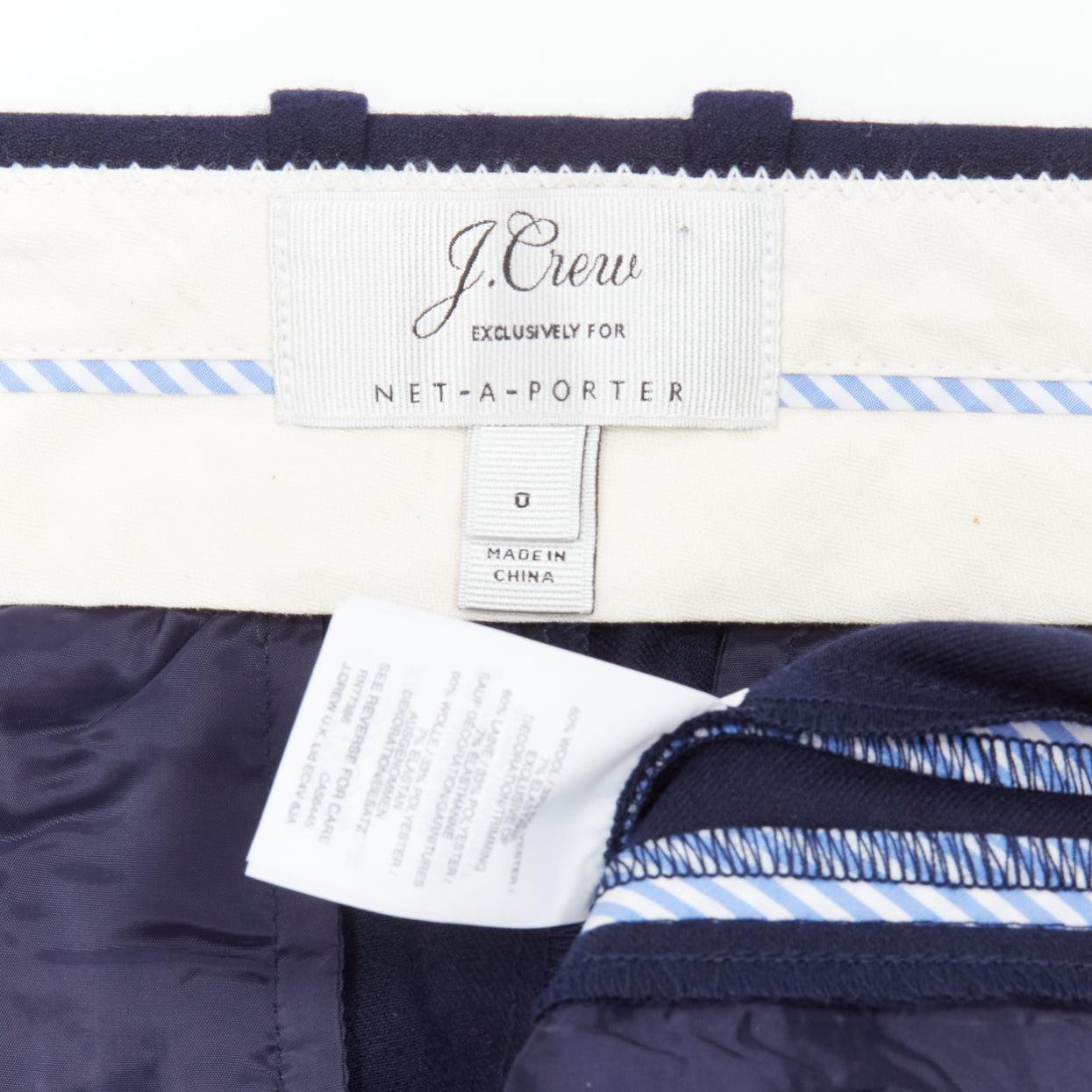 J.CREW Net-a-porter wool blend side stripe trim pleat front wide trousers US0 XS For Sale 3