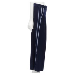 J.CREW Net-a-porter wool blend side stripe trim pleat front wide trousers US0 XS