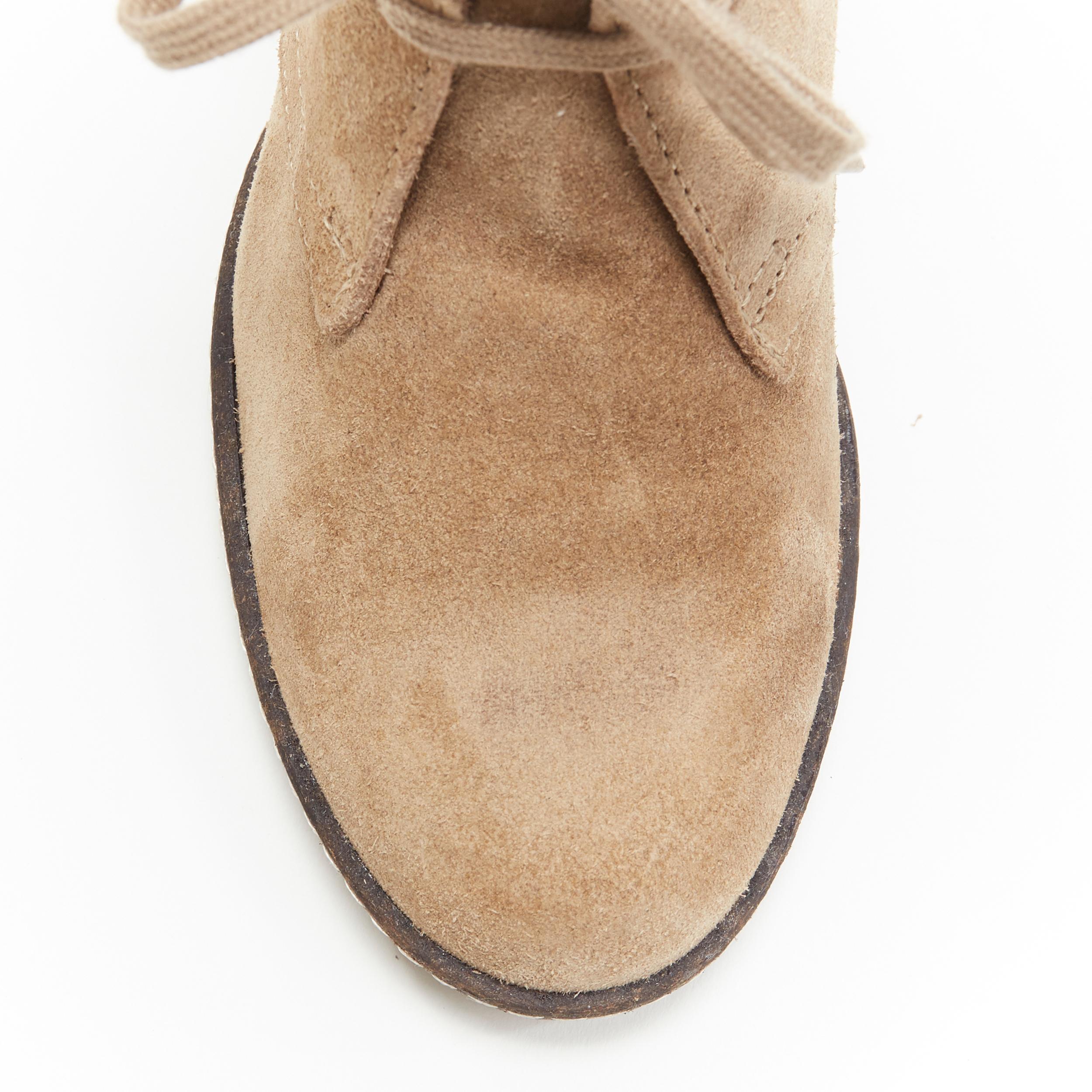 J.CREW tan suede rubber wedge lace front desert bootie EU37.5 In Fair Condition In Hong Kong, NT