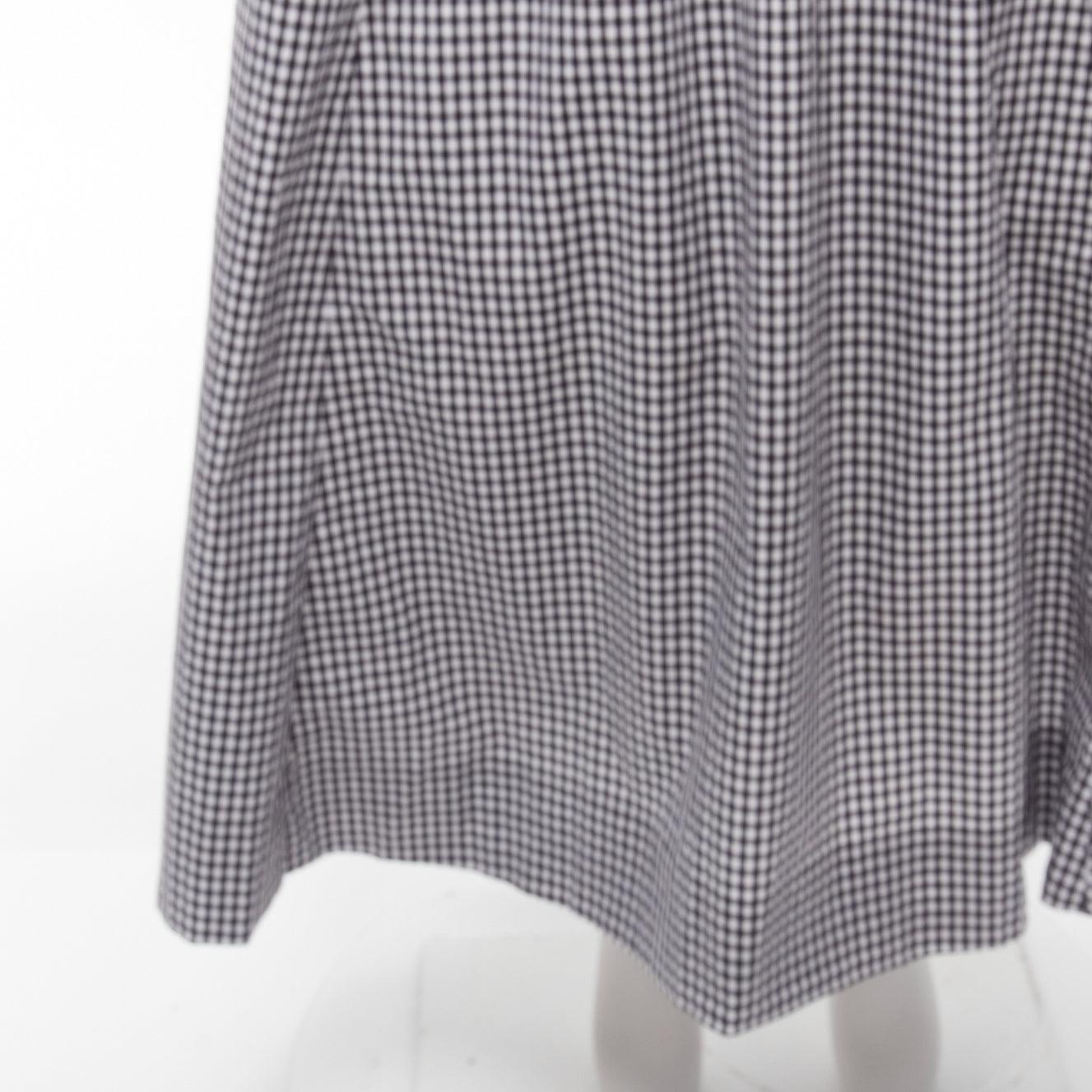 J.CREW white black gingham cotton panelled yoke A-line full skirt US0 XS For Sale 2