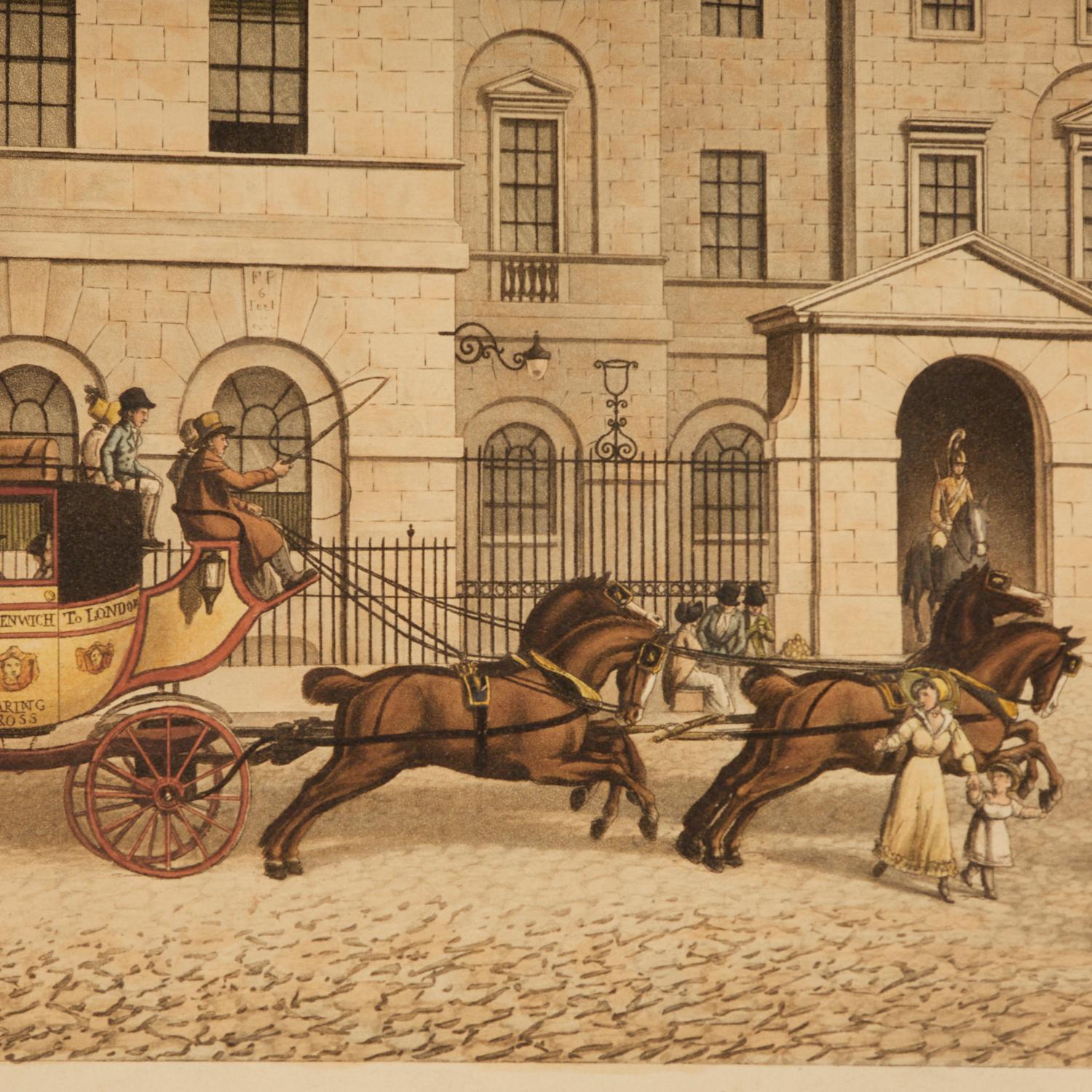 Regency J.C.Stadler, Aquatint Engraving, 1816, a View of the Horse Guards from Whitehall